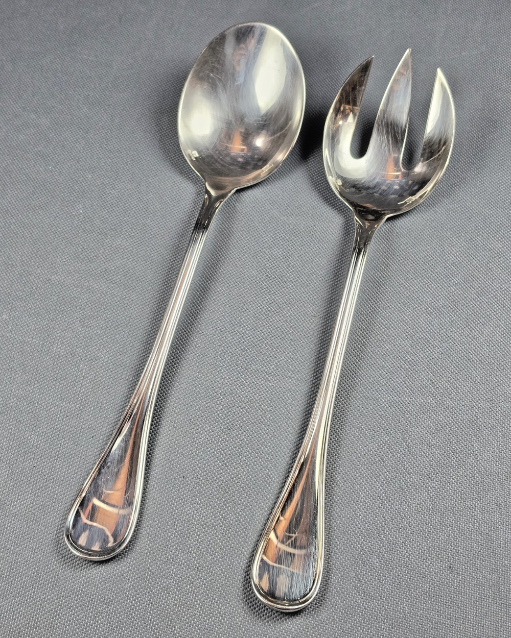 Christofle Albi Silverplate Vintage Salad Serving Spoon Fork Set of 2 France